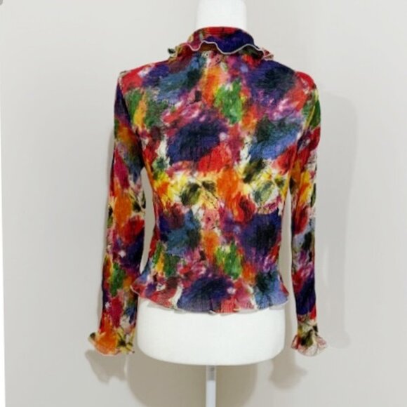 Caeliann Crinkle Pleated Stretch Open Front Cropped Jacket Multi-Color Size M - Picture 4 of 5